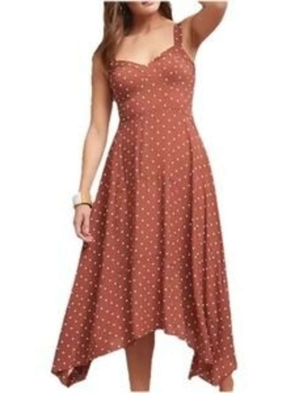 Anthropologie Rust Polka Dot High-Low Sundress